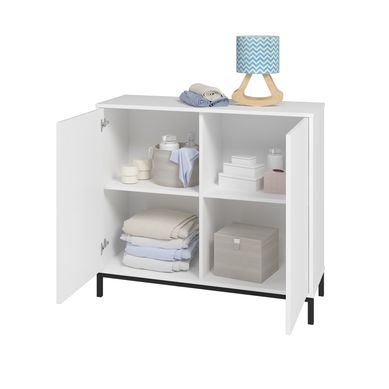 Armrio Infantil 2 Portas 4 Nichos Branco/Pe Metalico Preto Mdp 15mm 182x67,5x35cm BRV Mveis