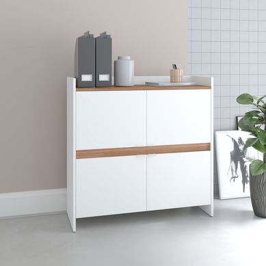 Balco Multiuso 4 Portas Branco/Castanho Mdp 15mm 90,5x90x35cm BRV Mveis