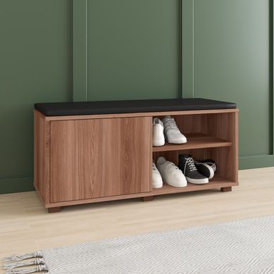 Banco 1 Porta 1 Almofada Castanho Mdp 15mm 44,3x90x35cm BRV Mveis