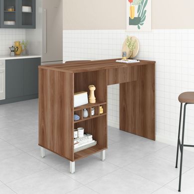 Bancada 2 Nichos Castanho Mdp 15mm/Mdp 25Mm 102,5x135x60cm BRV Mveis