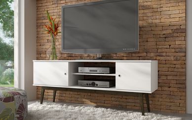 Rack 2 Portas 1 Prateleira Branco/Pinus Escuro Mdp 15mm 58,5x150x38cm BRV Mveis