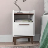 Mesa de Cabeceira 1 Gaveta Branco/Castanho/Pinus Escuro Mdp 15mm 61x38x33cm BRV Móveis