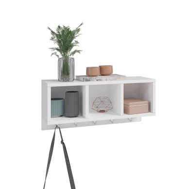Prateleira 3 Nichos 5 Ganchos Branco Mdp 15mm 25x53,5x20,5cm BRV Mveis