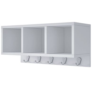 Prateleira 3 Nichos 5 Ganchos Branco Mdp 15mm 25x53,5x20,5cm BRV Mveis
