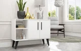 Buffet 2 Portas 1 Prateleira Branco/Pe Retro Preto Mdp 15mm 65x90x33cm BRV Móveis