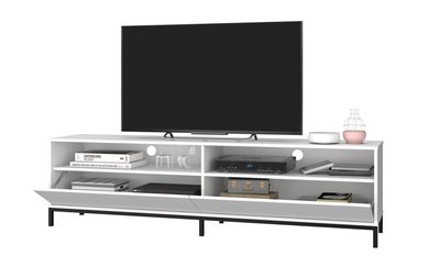 Rack 2 Portas Basculantes 2 Prat Branco/Pe Metalico Preto Mdp 15mm 49x180x38cm BRV Mveis