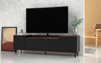 Rack 3 Portas Castanho/Preto Mdp 15mm 49,5x170x38cm BRV Mveis