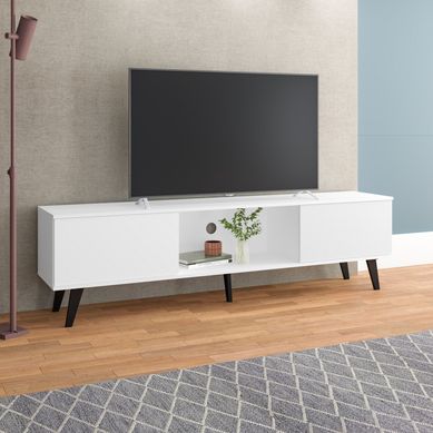 Rack 2 Portas Branco/ Retro Preto Mdp 15mm 50x180x38cm BRV Mveis