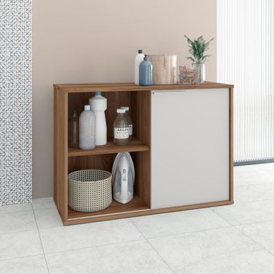 Balco Multiuso 1 Porta Castanho/Branco Mdp 15mm 63,5x90x38cm BRV Mveis