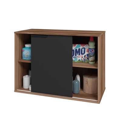 Balco Multiuso 1 Porta Castanho/Preto Mdp 15mm 63,5x90x38cm BRV Mveis