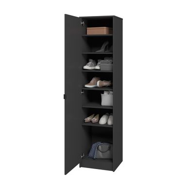 Sapateira 1 Porta 6 Prateleiras com Espelho Preto Mdp 15mm 181,5x44,5x35cm BRV Mveis