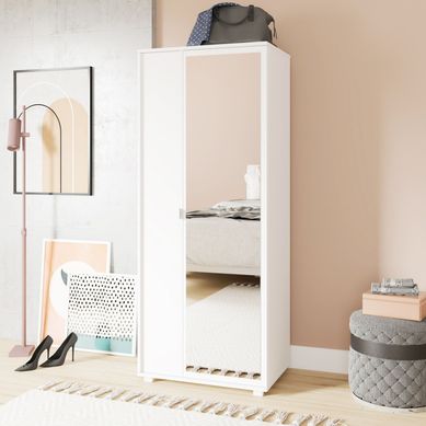 Sapateira 2 Portas comEspelho Branco Mdp 15mm 166,5x67,5x44,5cm BRV Mveis