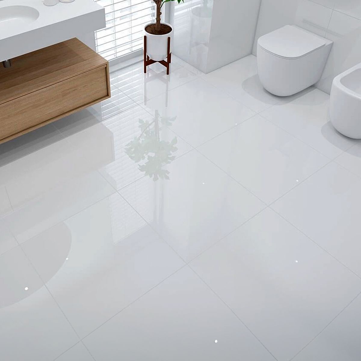 Piso Branco Polido Retificado 66x66cm, marca  - Foto Principal