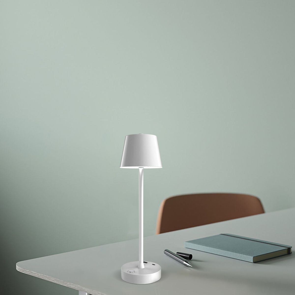 Luminária de Mesa Tons com Carregador de Indução Branco, marca Just Home Collection - Foto 2