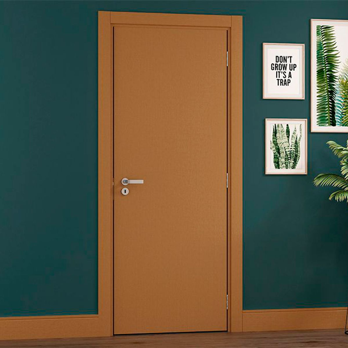 Kit Porta Montada Modelo Lisa Acabada Padrão Freijó 72Cm Esquerda., marca Vert - Foto Principal