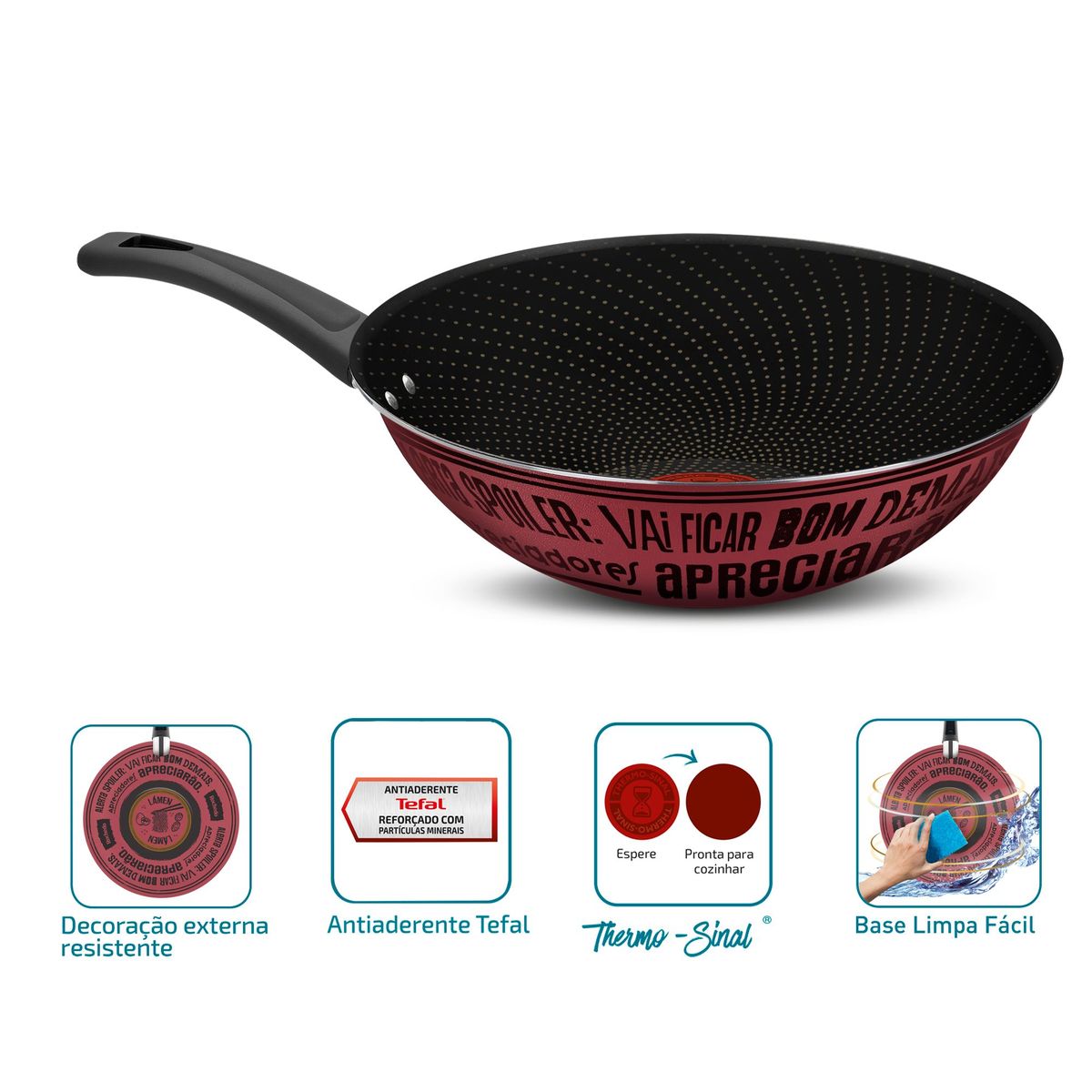 Frigideira Wok Antiaderente Decorada 28cm Viva Rochedo Sabores, marca Rochedo - Foto Principal
