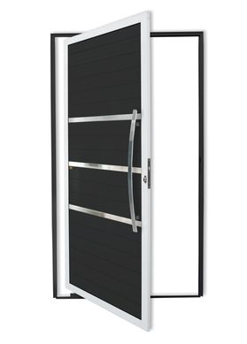 Porta Pivontante Lambril Evolution  Alumnio Com Puxador Mix Preto 210X100 Direita