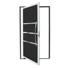 Porta Pivontante Lambril Evolution  Alumínio Com Puxador Mix Preto 210X100 Direita