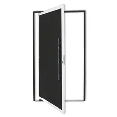 Porta Pivontante Lambril Alumínio Com Puxador Mix Preto 210X100 Direita