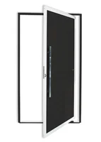 Porta Pivontante Lambril Alumínio Com Puxador Mix Preto 210X100 Esquerda