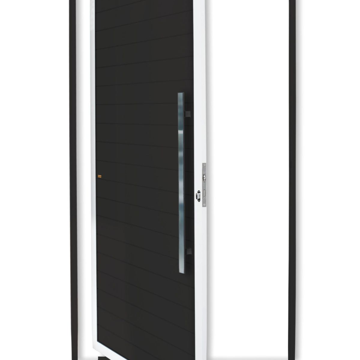 Porta Pivontante Lambril Alumínio Com Puxador Mix Preto 210X120 Direita, marca Brimak - Foto Principal