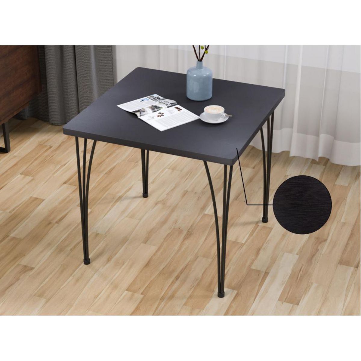 Mesa Quadrada Preta Just Home Collection, marca Just Home Collection - Foto 2