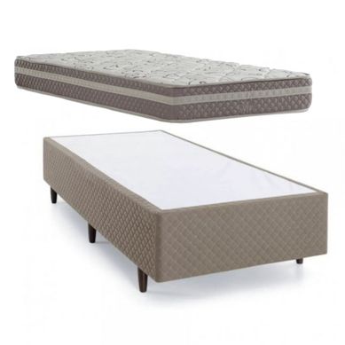 Kit Cama Box Solteiro (Box + Colcho) Herval Assis - Mola Bonnel