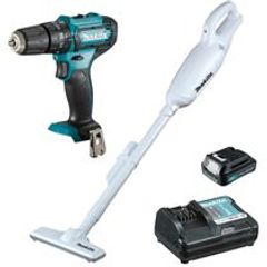 Combo Parafusadeira Furadeira Impacto 12V Cxt + Aspirador de Pó 12V com 1 Bateria 1,5Ah Carregador Makita