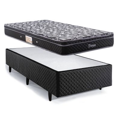 Kit Cama Box Solteiro (Box + Colcho) Herval Troya - Mola Bonnel