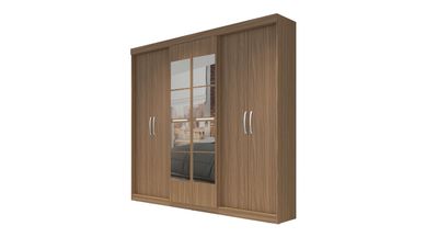 Guarda Roupa Acabamento Amadeirado PH1675 com Espelho 6 Portas Herval