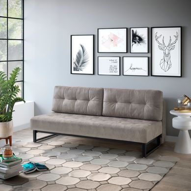 Sofa-Cama Tecido Estrutura em Madeira Eucalipto de Reflorestamento