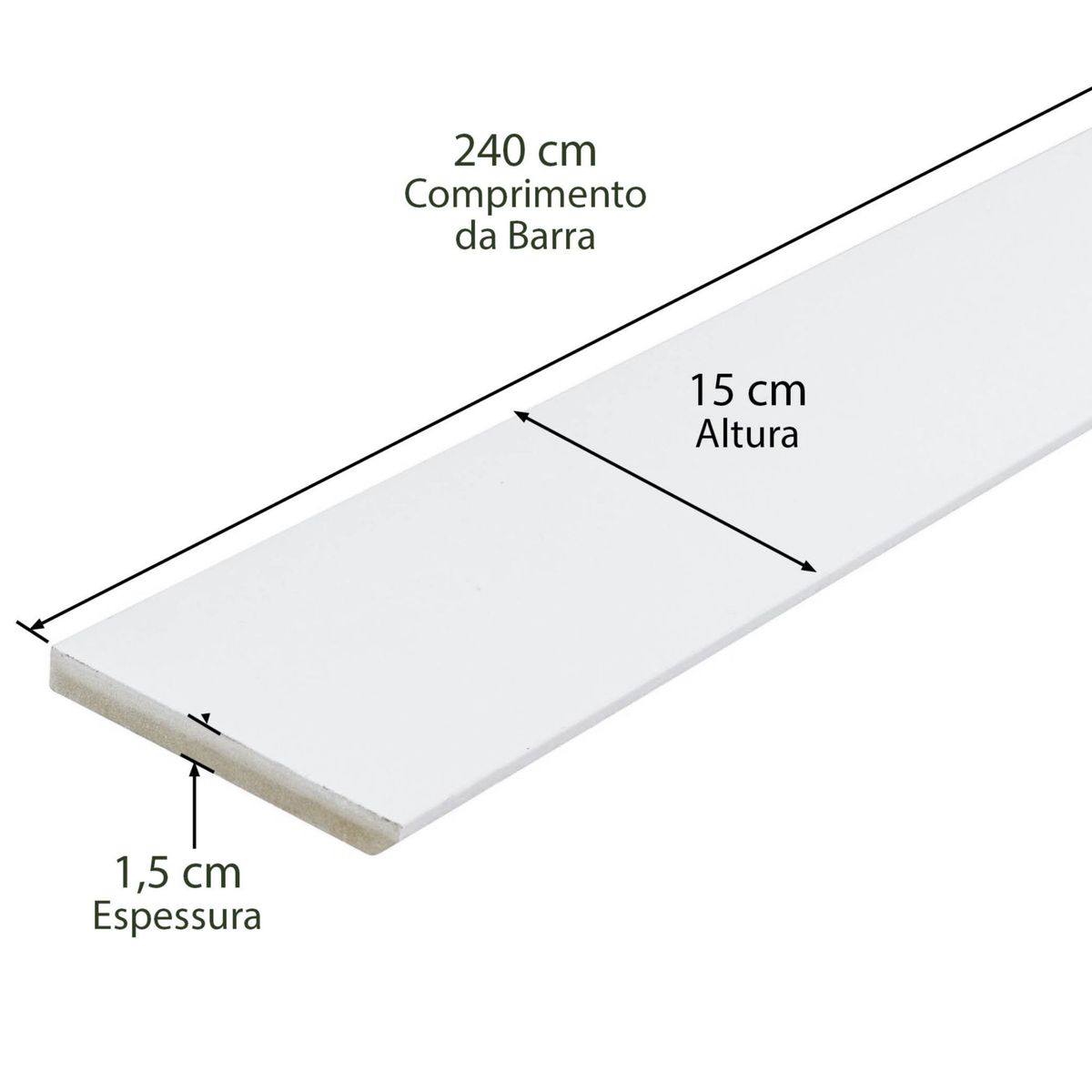 Rodapé Em Mdf Comum Revestido Branco 15cm Casablanca, marca Casablanca - Foto Principal
