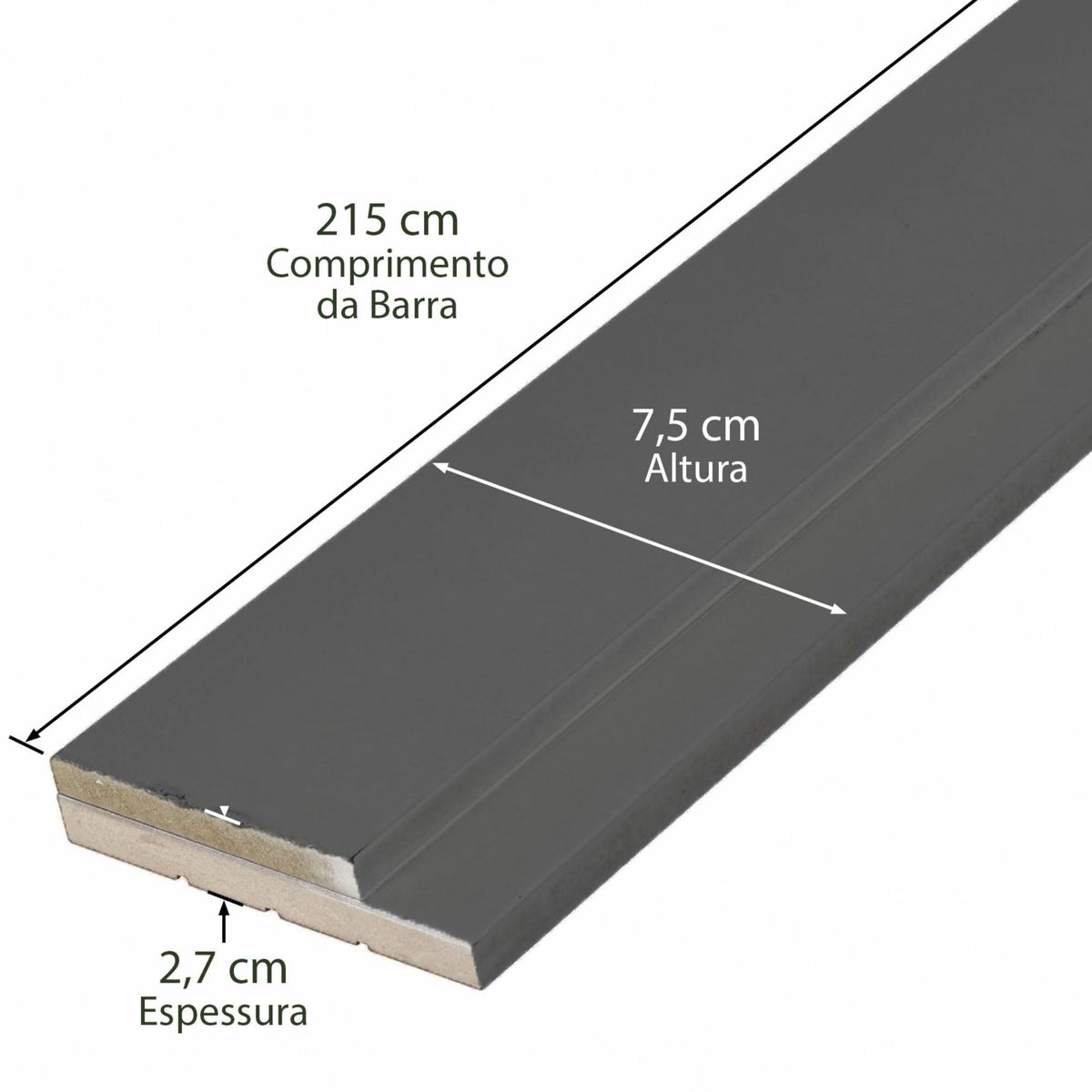 Casablanca - Batente Em Mdf Ultra Laca Preto 7,5cm Casablanca