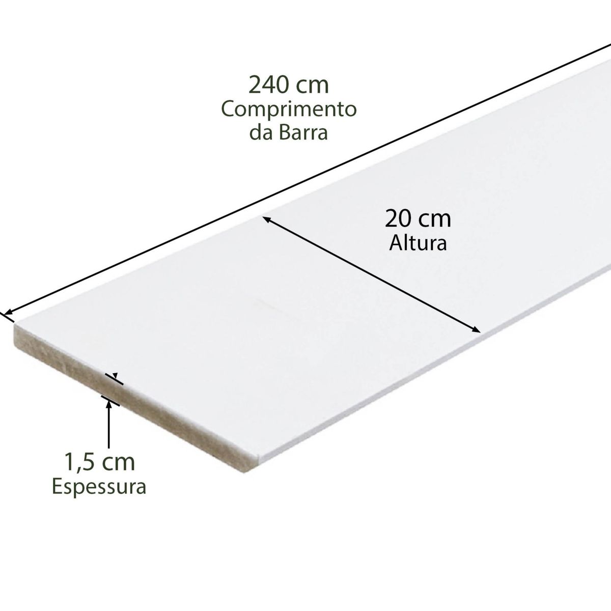 Rodapé Em Mdf Ultra Laca Branco 20cm Casablanca, marca Casablanca - Foto Principal