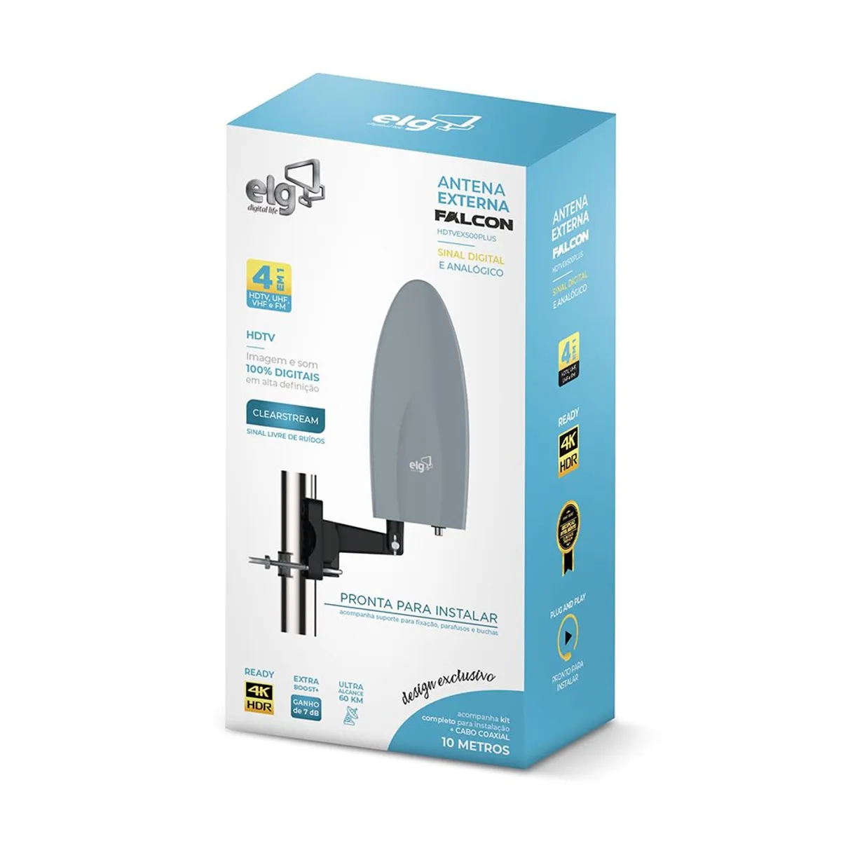 Antena Externa Falcon  4K 60Km, marca Elg - Foto 2