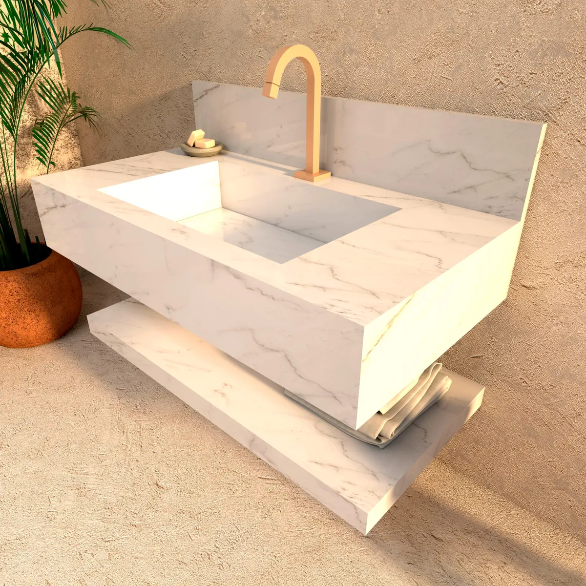 Bancada Porcelanato Bergamo 80cm Branco Cozimax, marca Cozimax - Foto 2
