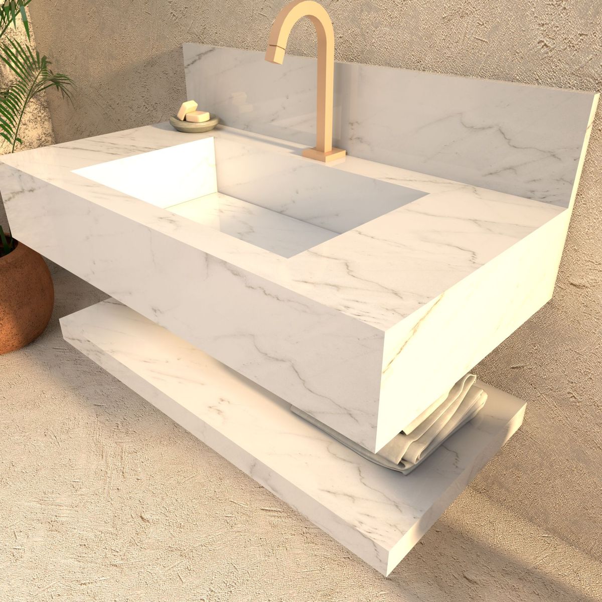 Prateleira Porcelanato Bergamo Branco 85cm Cozimax, marca Cozimax - Foto 2
