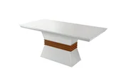 Mesa Agata 180x90cm Canto Reto com Vidro Off White Imbuia Rufato
