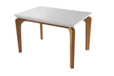 Mesa Londrina 180x90cm Canto Reto com Vidro Off White Imbuia Rufato