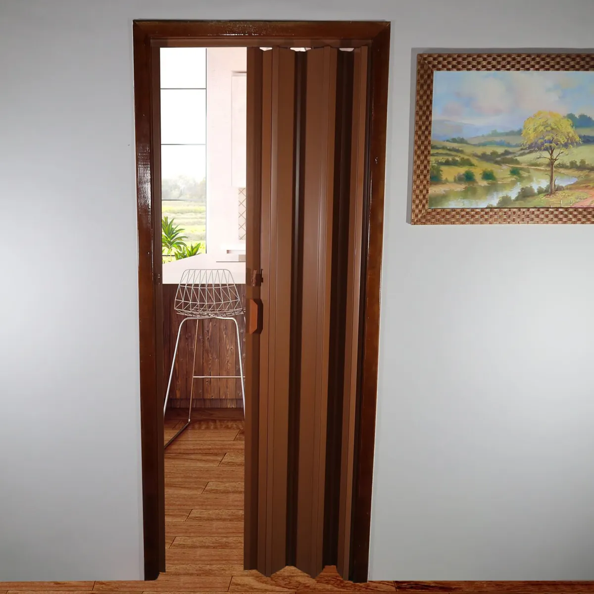 Porta Sanfonada Pvc Mogno 210X0,60Cm Holztek, marca Holztek - Foto 2