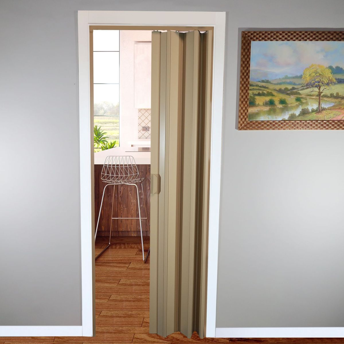 Porta Sanfonada Pvc Bege 210X0,84Cm Holztek, marca Holztek - Foto 2