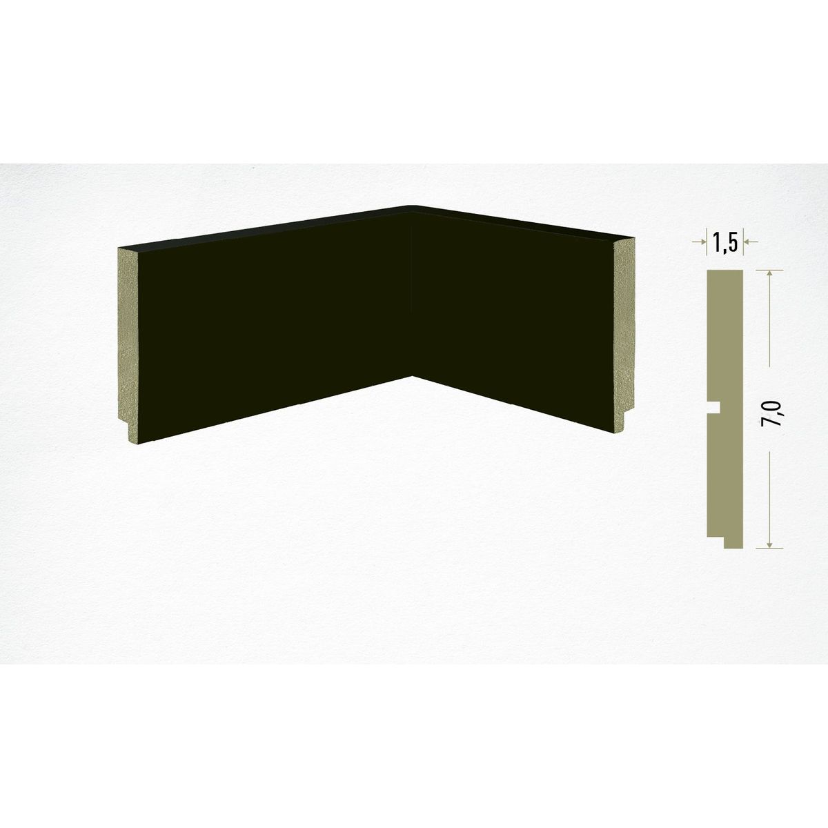 Rodapé Em Mdf Ultra Preto Liso 7 Cm X Barras de 2,40 Metros Moldurama, marca Moldurama - Foto Principal