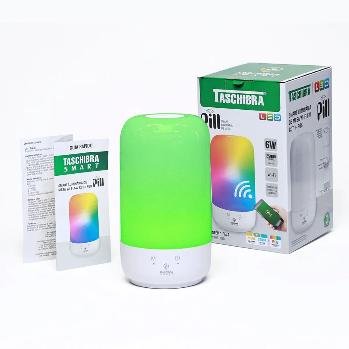 Smart Luminaria De Mesa Pill Wi-Fi Led 6W Rgb+Cct Taschibra, marca Taschibra - Foto Principal