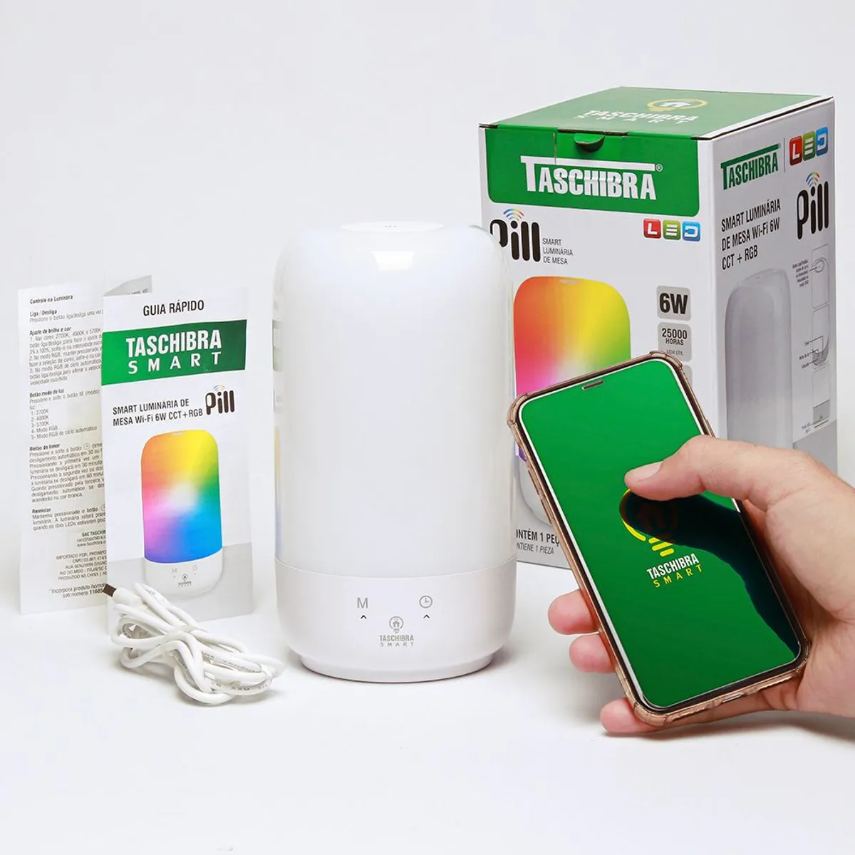 Smart Luminaria De Mesa Pill Wi-Fi Led 6W Rgb+Cct Taschibra, marca Taschibra - Foto 2