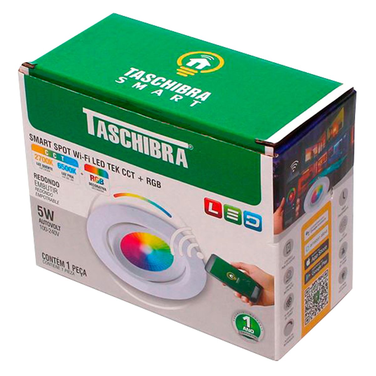 Smart Spot Wi-Fi Led Taschibra Tek 5W Redondo Rgb+Cct, marca Taschibra - Foto 2