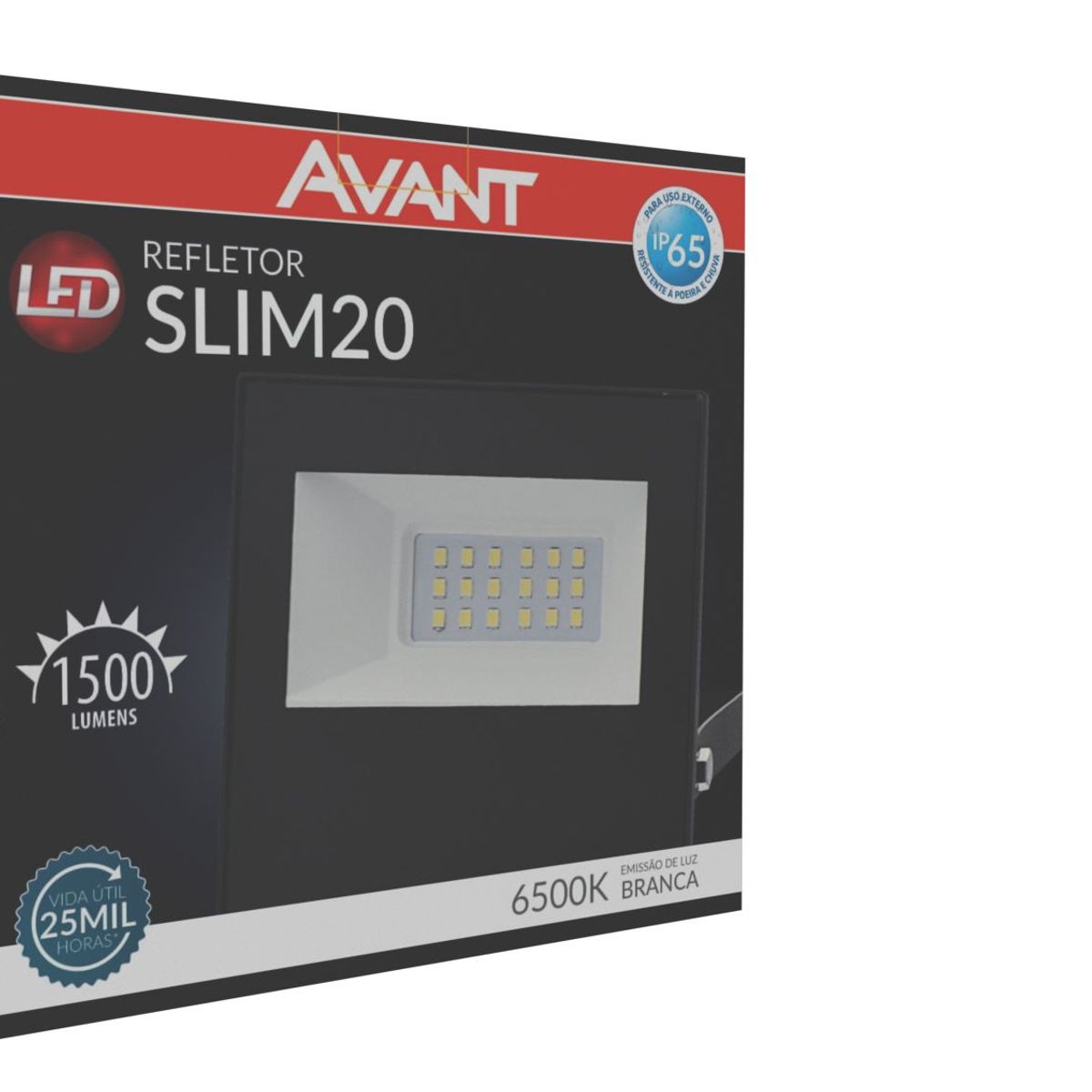 Refletor Preto Led Slim 20W 6500K Avant, marca Avant - Foto 2