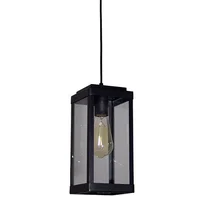 Pendente Vintage Quadrado Alumínio 1E27 Vidro Transparente 781 Preto Microtexturizado Ideal Iluminação