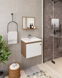 Armário Karson 44 Cm com Espelheira Amendoa/Branco