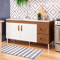 Balcão Cozinha Karson 1,44 Mt Amendoa/Branco