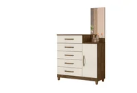Cômoda Lisboa Espelho Castanho Wood/Baunilha 170x104x45 em MDP Moval Móveis
